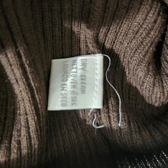 Vintage Jones New York Sweater Womens Petite Large Chocolate Brown Turtleneck - Picture 7 of 8